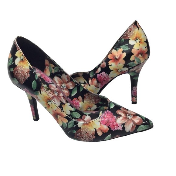 Nine West Jackpot Floral Pumps Size 5.5M High Heels Stilettos Pointy Toe Flowers - Picture 9 of 10